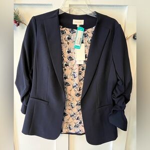 Skies Are Blue Navy Blazer with Floral Lining